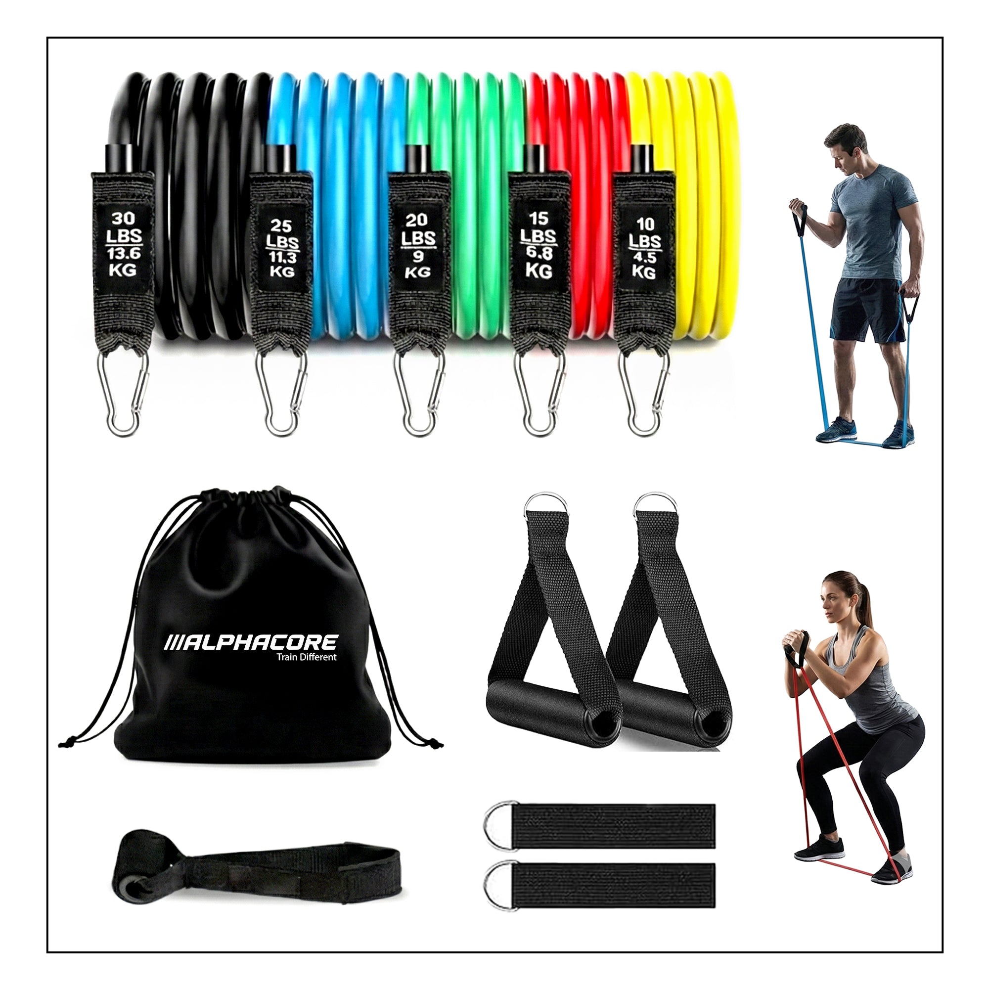 Resistance Band Set for Home Workout & Strength Training - Premium Natural Latex Tubes for Men & Women