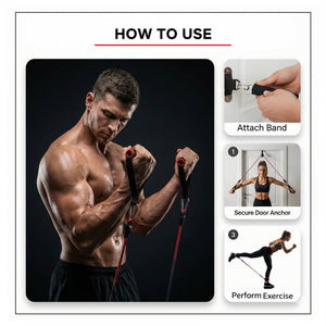 Resistance Band Set for Home Workout & Strength Training - Premium Natural Latex Tubes for Men & Women