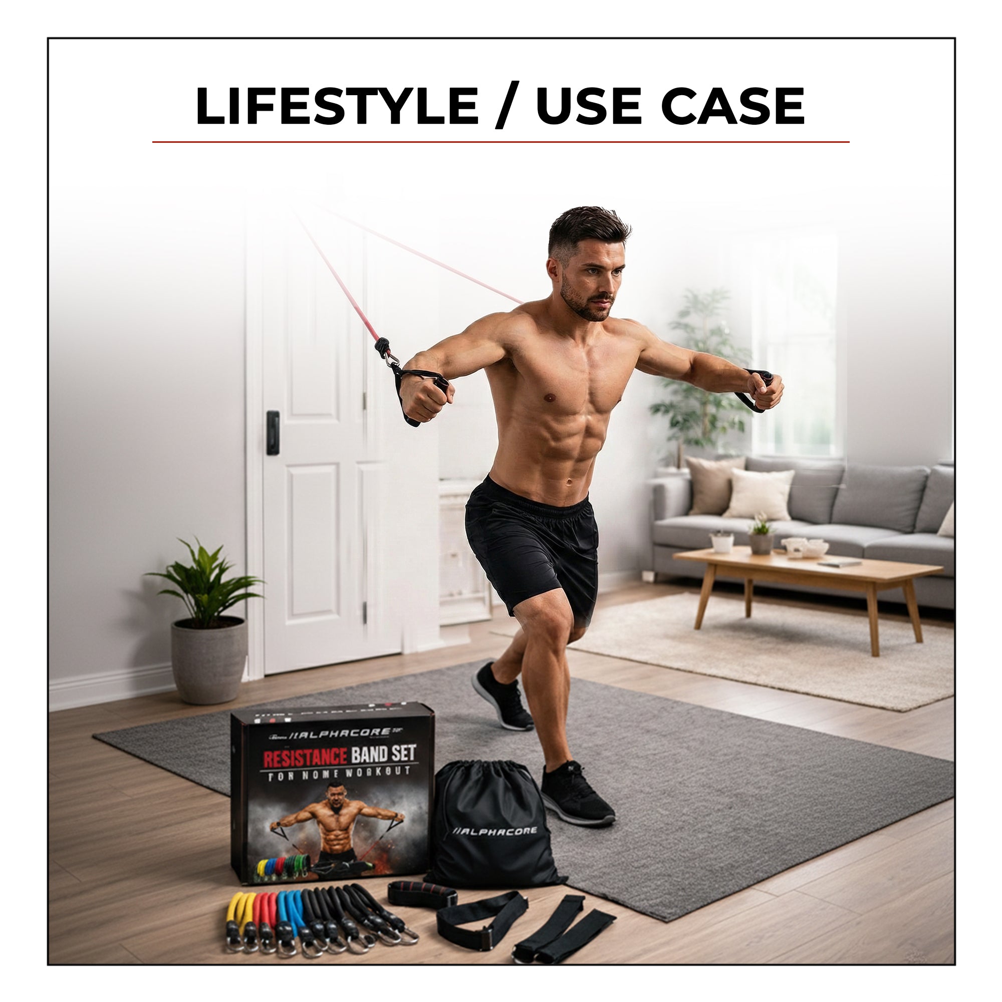 Resistance Band Set for Home Workout & Strength Training - Premium Natural Latex Tubes for Men & Women