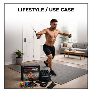 Resistance Band Set for Home Workout & Strength Training - Premium Natural Latex Tubes for Men & Women
