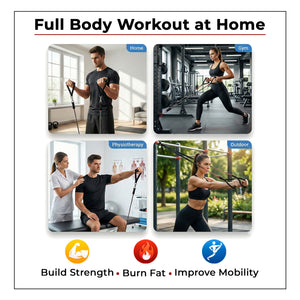 Resistance Band Set for Home Workout & Strength Training - Premium Natural Latex Tubes for Men & Women